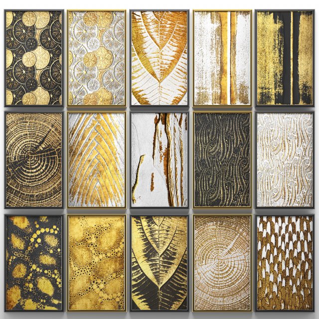 collection of paintings with gold for walls 7 Modèle 3D .c4d .max .obj .3ds .fbx .stl .blend 