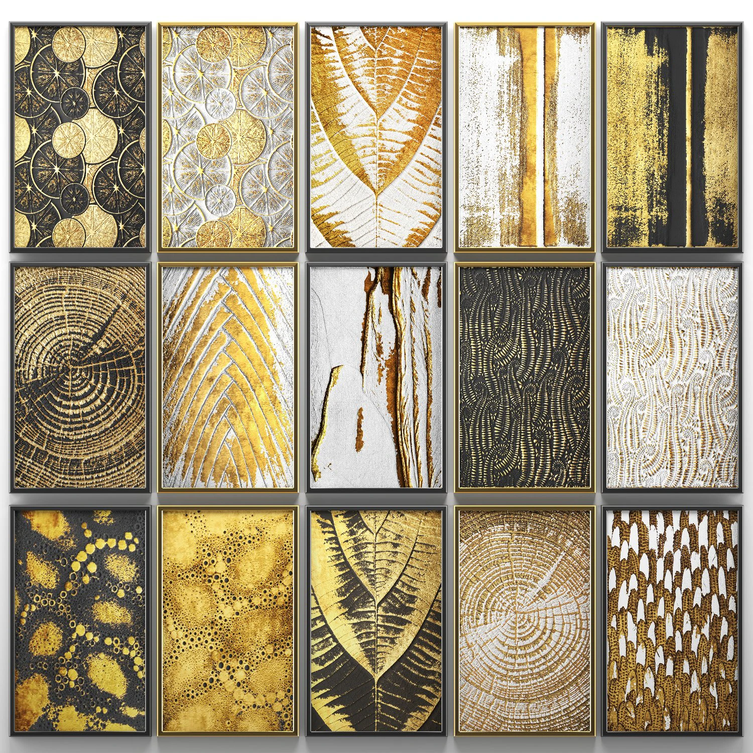 collection of paintings with gold for walls 7 3D Model .c4d .max .obj .3ds .fbx .stl .blend 