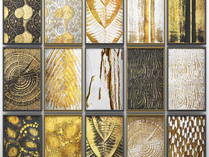 collection of paintings with gold for walls 7 3D Model
