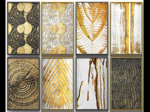 collection of paintings with gold for walls 7 3D Model