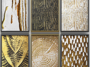 collection of paintings with gold for walls 7 Modèle 3D