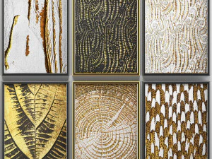 collection of paintings with gold for walls 7 3D Model