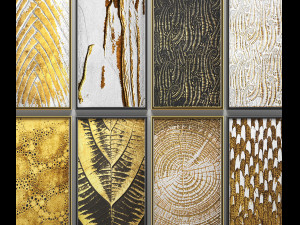 collection of paintings with gold for walls 7 Modèle 3D