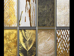 collection of paintings with gold for walls 7 3D Model