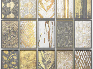 collection of paintings with gold for walls 7 Modèle 3D