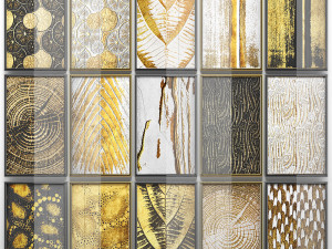 collection of paintings with gold for walls 7 Modèle 3D