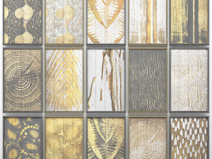 collection of paintings with gold for walls 7 Modèle 3D