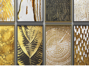 collection of paintings with gold for walls 7 Modèle 3D