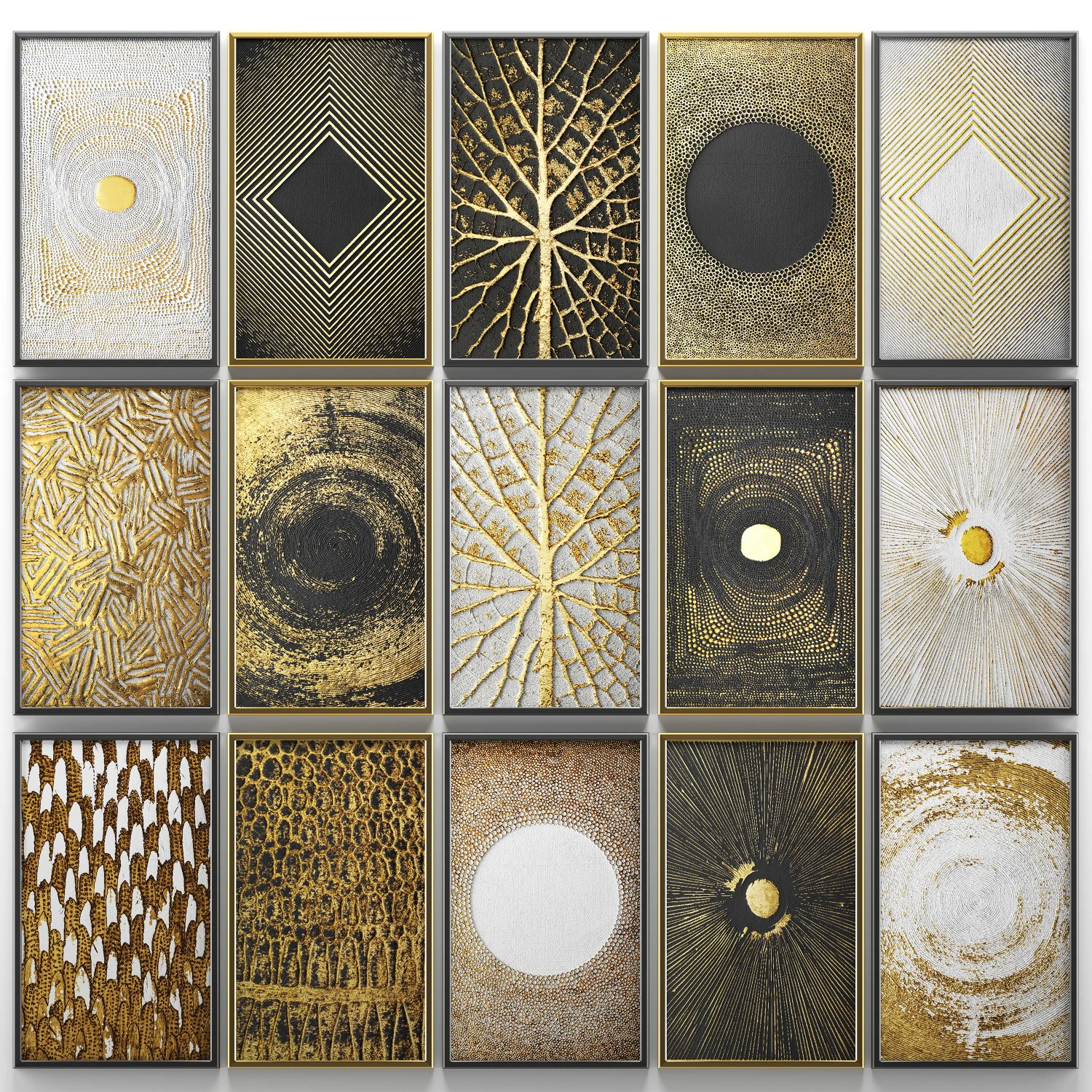 collection of paintings with gold for walls 8 3D Model .c4d .max .obj .3ds .fbx .stl .blend 