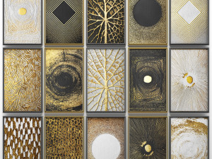 collection of paintings with gold for walls 8 3D Модель
