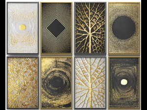 collection of paintings with gold for walls 8 Modelo 3D