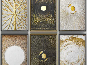 collection of paintings with gold for walls 8 3D Model