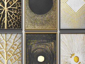collection of paintings with gold for walls 8 Modelo 3D