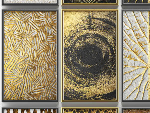 collection of paintings with gold for walls 8 Modelo 3D