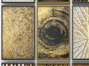 collection of paintings with gold for walls 8 3D Model
