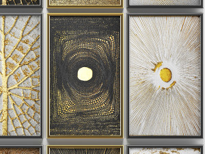 collection of paintings with gold for walls 8 Modelo 3D