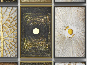 collection of paintings with gold for walls 8 3D Model