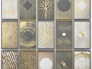collection of paintings with gold for walls 8 3D Model