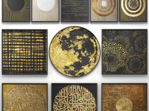 collection of paintings with gold for walls 14 3D Модель
