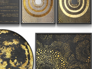 collection of paintings with gold for walls 14 3D Model