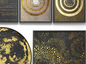 collection of paintings with gold for walls 14 3D Model