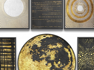 collection of paintings with gold for walls 14 3D Model