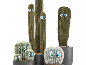 cactus with eyes in a pot Model 3D