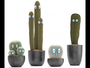 cactus with eyes in a pot Model 3D