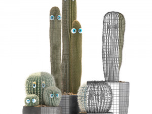cactus with eyes in a pot Model 3D