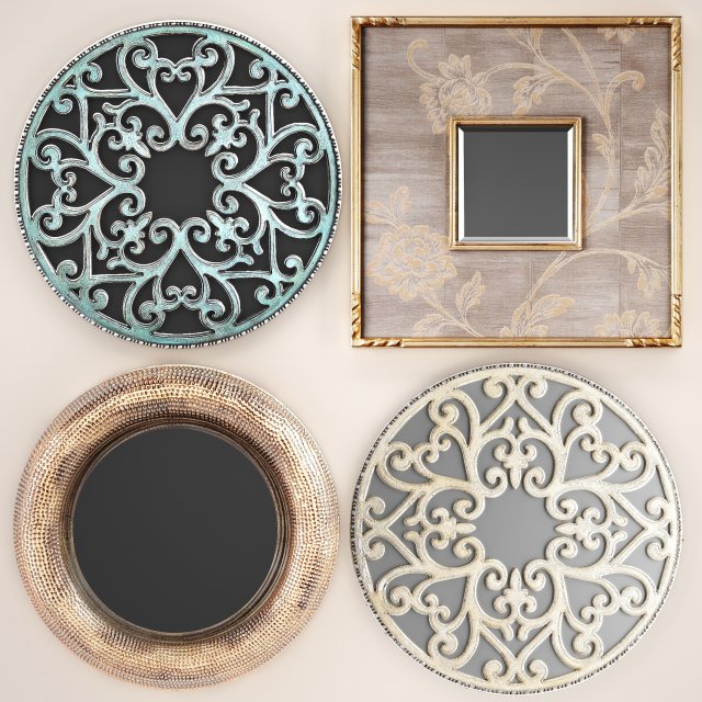 collection of decorative mirrors 2 3D Модель .c4d .max .obj .3ds .fbx .stl .blend 