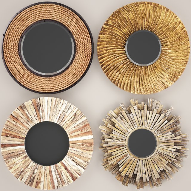 collection of decorative mirrors 3 3D Модель .c4d .max .obj .3ds .fbx .stl .blend 