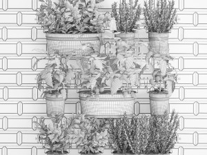 decorative plants for the kitchen on railing 380 Modèle 3D