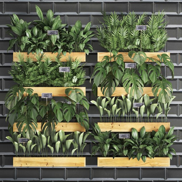 wooden flower boxes wall decor vertical garden 39 3D Модель .c4d .max .obj .3ds .fbx .stl .blend 