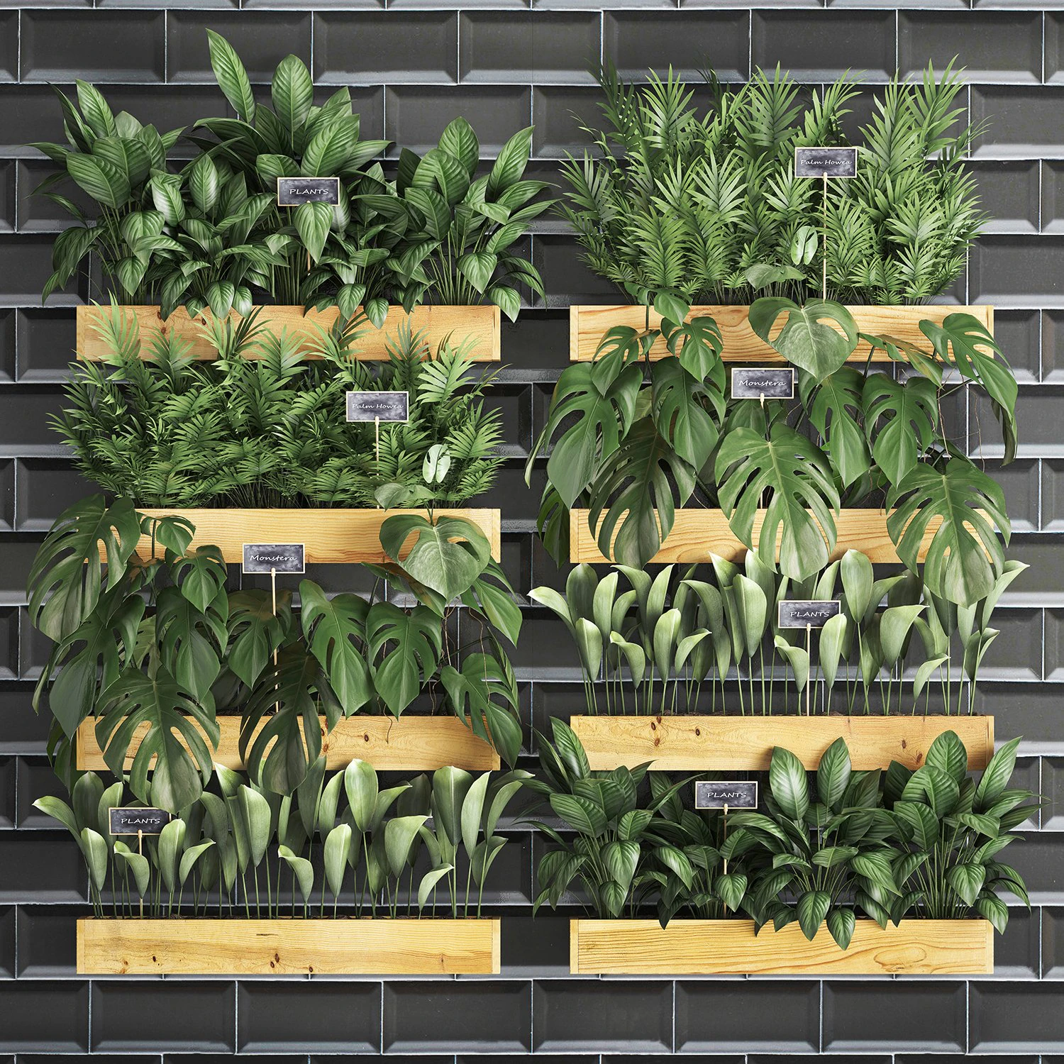 wooden flower boxes wall decor vertical garden 39 3D Model .c4d .max .obj .3ds .fbx .stl .blend 