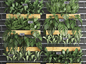 wooden flower boxes wall decor vertical garden 39 3D Model