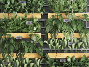 wooden flower boxes wall decor vertical garden 39 3D Model