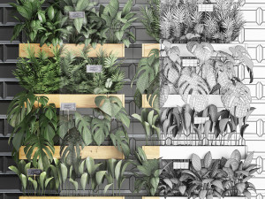 wooden flower boxes wall decor vertical garden 39 3D Модель