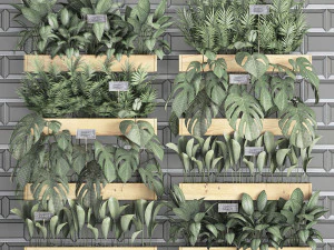 wooden flower boxes wall decor vertical garden 39 3D Model