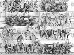 wooden flower boxes wall decor vertical garden 39 3D Model