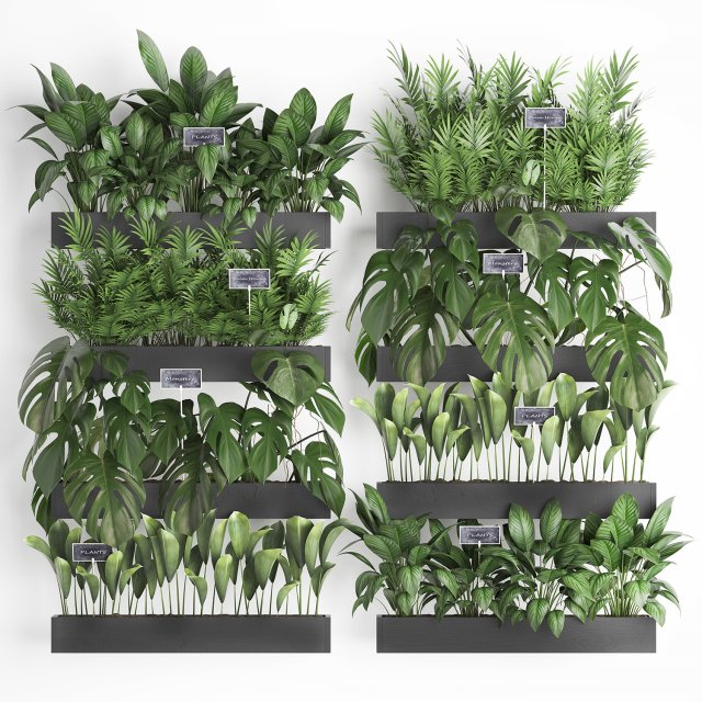 wooden flower boxes wall decor vertical garden 41 3D Model .c4d .max .obj .3ds .fbx .stl .blend 