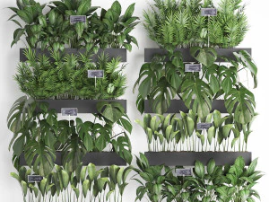 floreiras de madeira decora&ccedil;&atilde;o de parede jardim vertical 41 Modelo 3D