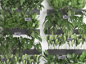 wooden flower boxes wall decor vertical garden 41 3D Model