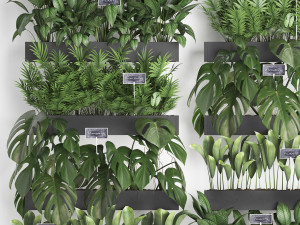wooden flower boxes wall decor vertical garden 41 3D Model