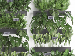 wooden flower boxes wall decor vertical garden 41 3D Model