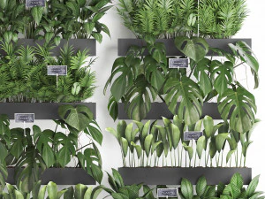 wooden flower boxes wall decor vertical garden 41 3D Model