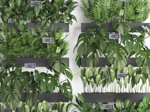 wooden flower boxes wall decor vertical garden 41 3D Model