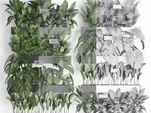 wooden flower boxes wall decor vertical garden 41 3D Model