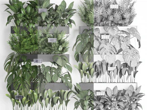 wooden flower boxes wall decor vertical garden 41 3D Model