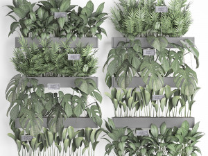 wooden flower boxes wall decor vertical garden 41 3D Model