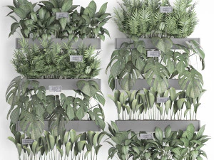 wooden flower boxes wall decor vertical garden 41 3D Model